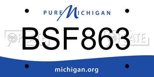 BSF863 Michigan License Plate
