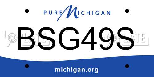 BSG49S Michigan License Plate
