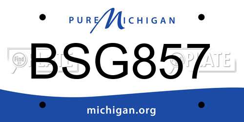BSG857 Michigan License Plate