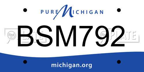 BSM792 Michigan License Plate