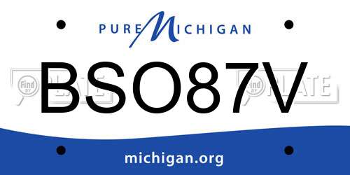BSO87V Michigan License Plate