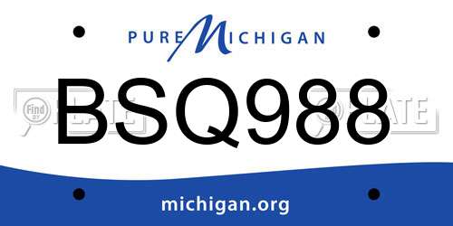 BSQ988 Michigan License Plate