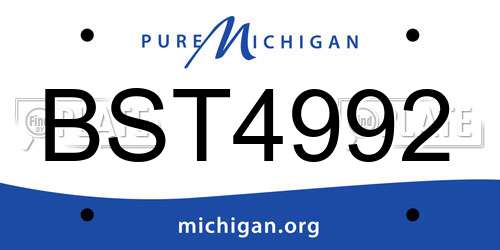 BST4992 Michigan License Plate