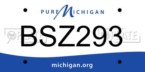 BSZ293 Michigan License Plate
