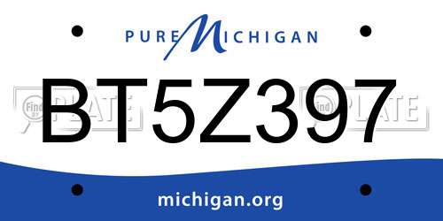 BT5Z397 Michigan License Plate