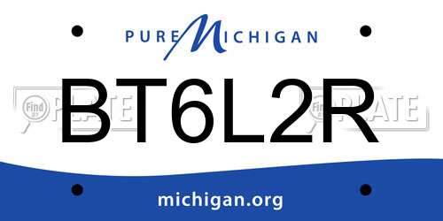 BT6L2R Michigan License Plate