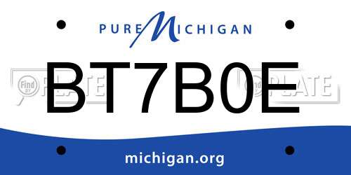 BT7B0E Michigan License Plate