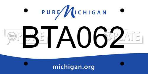 BTA062 Michigan License Plate