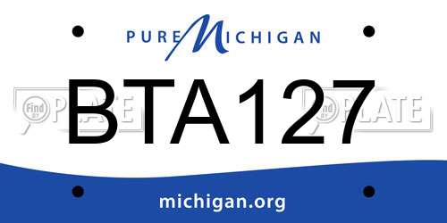 BTA127 Michigan License Plate