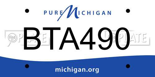 BTA490 Michigan License Plate