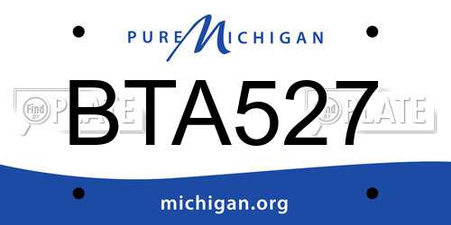 BTA527 Michigan License Plate