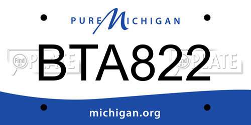 BTA822 Michigan License Plate