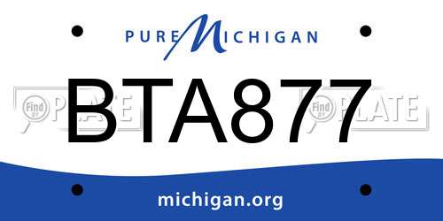 BTA877 Michigan License Plate