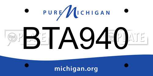 BTA940 Michigan License Plate