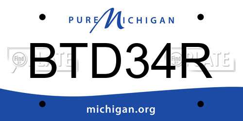 BTD34R Michigan License Plate