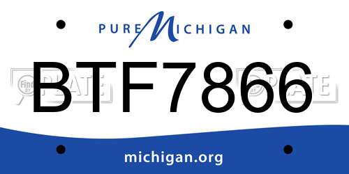 BTF7866 Michigan License Plate