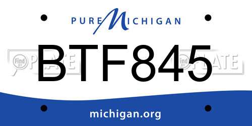 BTF845 Michigan License Plate