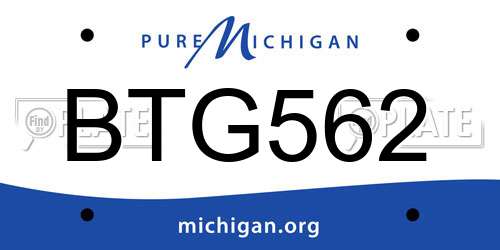 BTG562 Michigan License Plate