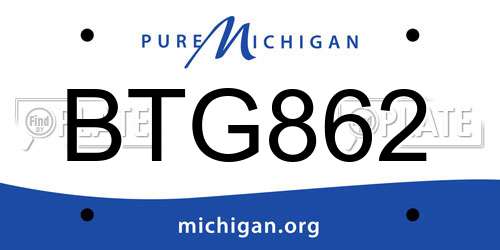 BTG862 Michigan License Plate