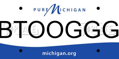 BTOOGGG Michigan License Plate