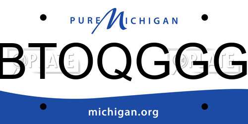 BTOQGGG Michigan License Plate
