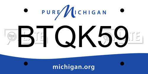 BTQK59 Michigan License Plate