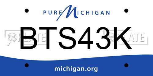 BTS43K Michigan License Plate