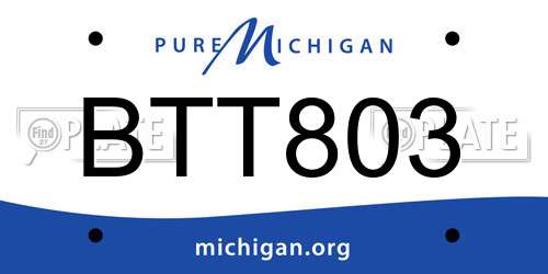 BTT803 Michigan License Plate