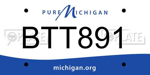 BTT891 Michigan License Plate