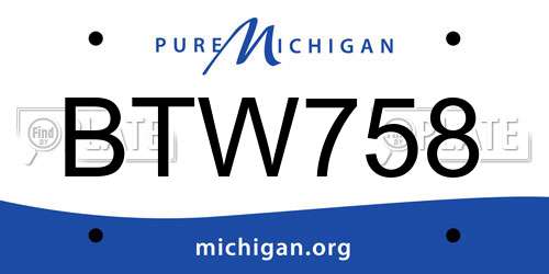BTW758 Michigan License Plate