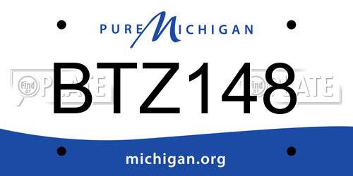 BTZ148 Michigan License Plate