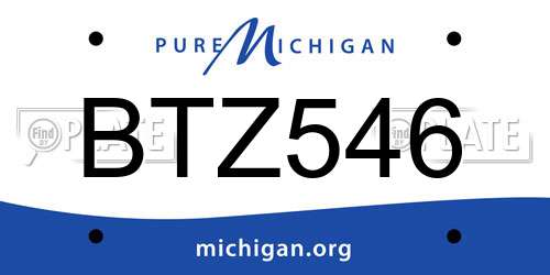 BTZ546 Michigan License Plate