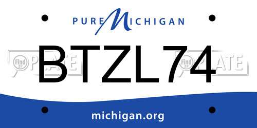 BTZL74 Michigan License Plate