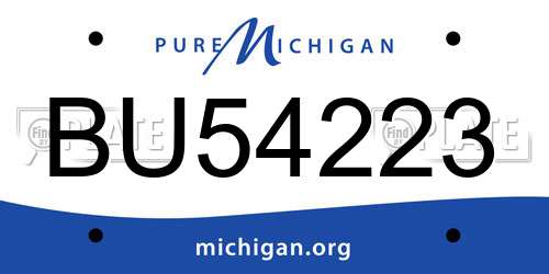 BU54223 Michigan License Plate