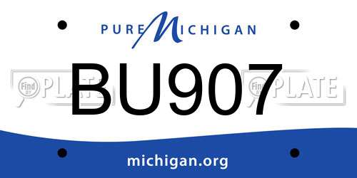 BU907 Michigan License Plate