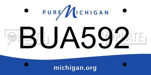 BUA592 Michigan License Plate