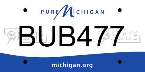 BUB477 Michigan License Plate