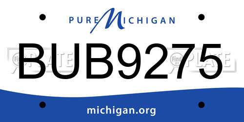 BUB9275 Michigan License Plate