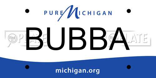 BUBBA Michigan License Plate