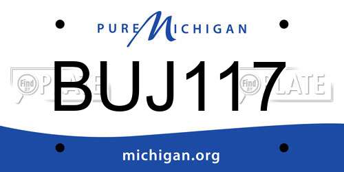 BUJ117 Michigan License Plate