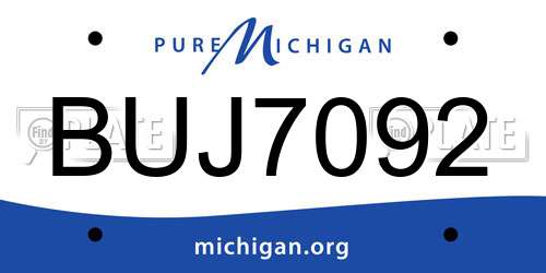 BUJ7092 Michigan License Plate