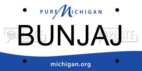 BUNJAJ Michigan License Plate
