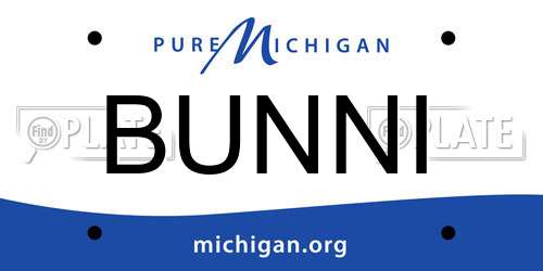 BUNNI Michigan License Plate