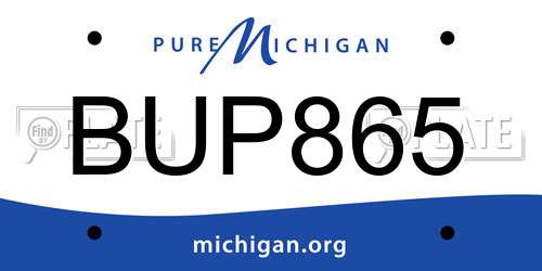 BUP865 Michigan License Plate