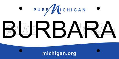 BURBARA Michigan License Plate