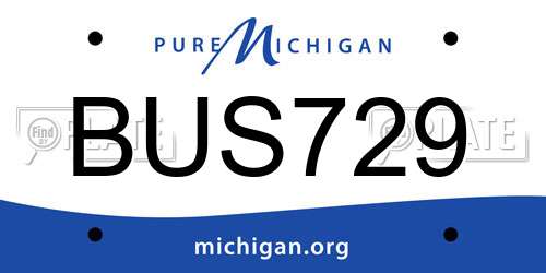 BUS729 Michigan License Plate