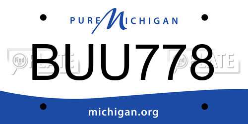 BUU778 Michigan License Plate