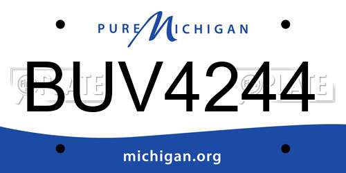 BUV4244 Michigan License Plate