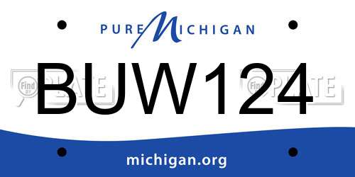 BUW124 Michigan License Plate