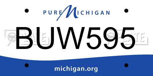 BUW595 Michigan License Plate